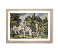 Big Box Art Bathers Vol.4 by Paul Cezanne Framed Wall Art Picture Print Ready to Hang, Oak A2 (62 x 45 cm)