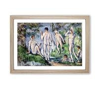 Big Box Art Bathers Vol.5 by Paul Cezanne Framed Wall Art Picture Print Ready to Hang, Oak A2 (62 x 45 cm)