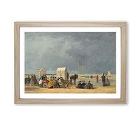 Big Box Art Bathing Time at Deauville by Eugene Boudin Framed Wall Art Picture Print Ready to Hang, Oak A2 (62 x 45 cm)
