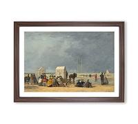 Big Box Art Bathing Time at Deauville by Eugene Boudin Framed Wall Art Picture Print Ready to Hang, Walnut A2 (62 x 45 cm)