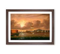 Big Box Art Bay of New York by Thomas Chambers Framed Wall Art Picture Print Ready to Hang, Walnut A2 (62 x 45 cm)