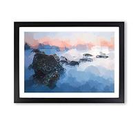 Big Box Art Beach in Yantai China in Abstract Framed Wall Art Picture Print Ready to Hang, Black A2 (62 x 45 cm)