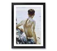 Big Box Art Beach Study by Henry Scott Tuke Framed Wall Art Picture Print Ready to Hang, Black A2 (62 x 45 cm)