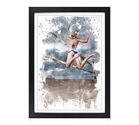 Big Box Art Beach Volleyball Sand Sport V3 Framed Wall Art Picture Print Ready to Hang, Black A2 (62 x 45 cm)