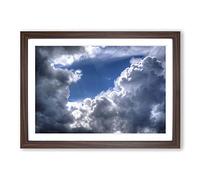 Big Box Art Beautiful Blue Cloudy Sky (1) Framed Wall Art Picture Print Ready to Hang, Walnut A2 (62 x 45 cm)