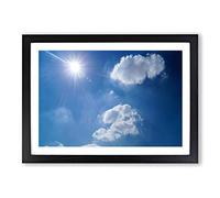 Big Box Art Beautiful Blue Cloudy Sky (2) Framed Wall Art Picture Print Ready to Hang, Oak A2 (62 x 45 cm)