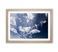Big Box Art Beautiful Blue Cloudy Sky (3) Framed Wall Art Picture Print Ready to Hang, Oak A2 (62 x 45 cm)