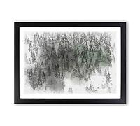 Big Box Art Beauty of The Pine Tree Forest in Abstract Framed Wall Art Picture Print Ready to Hang, Black A2 (62 x 45 cm)
