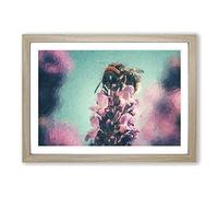 Big Box Art Bee on a Purple Flower Framed Wall Art Picture Print Ready to Hang, Oak A2 (62 x 45 cm)