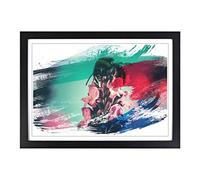 Big Box Art Bee on Pink Purple Flower V2 Framed Wall Art Picture Print Ready to Hang, Black A2 (62 x 45 cm)