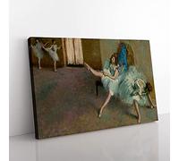 Big Box Art Before The Ballet by Edgar Degas Canvas Wall Art Print Ready to Hang Picture, 76 x 50 cm (30 x 20 Inch), Brown, Green, Cream
