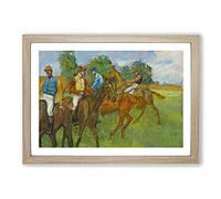 Big Box Art Before The Race by Edgar Degas Framed Wall Art Picture Print Ready to Hang, Oak A2 (62 x 45 cm)