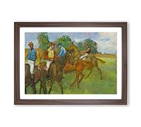 Big Box Art Before The Race by Edgar Degas Framed Wall Art Picture Print Ready to Hang, Walnut A2 (62 x 45 cm)