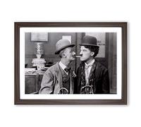Big Box Art Ben Turpin and Charlie Chaplin Framed Wall Art Picture Print Ready to Hang, Walnut A2 (62 x 45 cm)