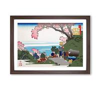 Big Box Art Beneath The Cherry Blossom Tree by Katsushika Hokusai Framed Wall Art Picture Print Ready to Hang, Walnut A2 (62 x 45 cm)