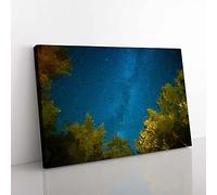 Big Box Art Beneath The Stars in Abstract Canvas Wall Art Print Ready to Hang Picture, 76 x 50 cm (30 x 20 Inch), Teal, Teal, Blue, Olive, Green