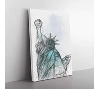 Big Box Art Beneath The Statue of Liberty in Abstract Canvas Wall Art Print Ready to Hang Picture, 76 x 50 cm (30 x 20 Inch), White, Grey, Black