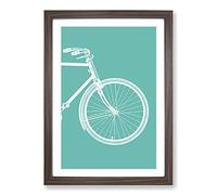 Big Box Art Bicycle Abstract No.2 Teal Framed Wall Art Picture Print Ready to Hang, Walnut A2 (62 x 45 cm)
