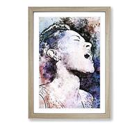 Big Box Art Billie Holiday in Abstract Framed Wall Art Picture Print Ready to Hang, Oak A2 (62 x 45 cm)