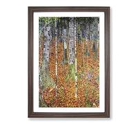 Big Box Art Birch Forest by Gustav Klimt Framed Wall Art Picture Print Ready to Hang, Walnut A2 (62 x 45 cm)