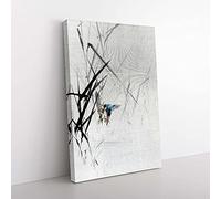 Big Box Art Bird Catching a Fish by Watanabe Seitei Painting Canvas Wall Art Print Ready to Hang Picture, 76 x 50 cm (30 x 20 Inch), White, Grey, Black