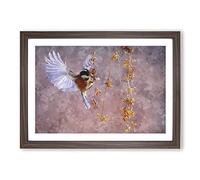 Big Box Art Bird with Spread Wings Painting Framed Wall Art Picture Print Ready to Hang, Walnut A2 (62 x 45 cm)