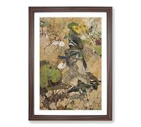 Big Box Art Birds and Dragonflies by Bruno Liljefors Framed Wall Art Picture Print Ready to Hang, Walnut A2 (62 x 45 cm)