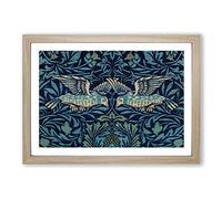 Big Box Art Birds & Flowers Pattern by William Morris Framed Wall Art Picture Print Ready to Hang, Oak A2 (62 x 45 cm)