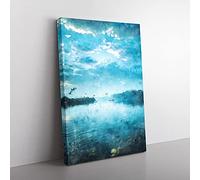 Big Box Art Birds in Flight Painting Canvas Wall Art Print Ready to Hang Picture, 76 x 50 cm (30 x 20 Inch), Turquoise, Turquoise, Turquoise