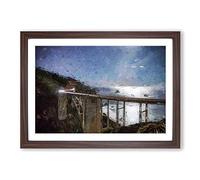 Big Box Art Bixby Creek Bridge in California in Abstract Framed Wall Art Picture Print Ready to Hang, Walnut A2 (62 x 45 cm)