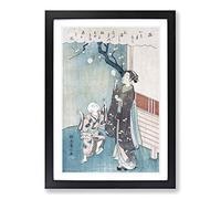 Big Box Art Blowing Soap Bubbles by Harunobu Suzuki Framed Wall Art Picture Print Ready to Hang, Black A2 (62 x 45 cm)
