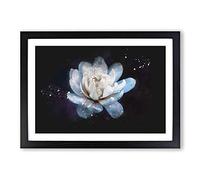 Big Box Art Blue Magnolia Flower Paint Splash Framed Wall Art Picture Print Ready to Hang, Black A2 (62 x 45 cm)