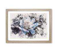 Big Box Art Blue Magnolia Flower Watercolour Framed Wall Art Picture Print Ready to Hang, Oak A2 (62 x 45 cm)