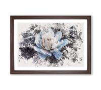 Big Box Art Blue Magnolia Flower Watercolour Framed Wall Art Picture Print Ready to Hang, Walnut A2 (62 x 45 cm)