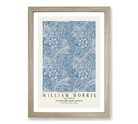 Big Box Art Blue Marigold with Border by William Morris Framed Wall Art Picture Print Ready to Hang, Oak A2 (62 x 45 cm)