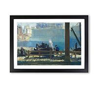 Big Box Art Blue Morning by George Bellows Framed Wall Art Picture Print Ready to Hang, Black A2 (62 x 45 cm)