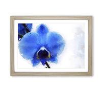 Big Box Art Blue Orchid in Abstract Framed Wall Art Picture Print Ready to Hang, Oak A2 (62 x 45 cm)
