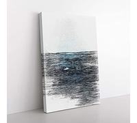 Big Box Art Blue Whale in Abstract Canvas Wall Art Print Ready to Hang Picture, 76 x 50 cm (30 x 20 Inch), White, Grey, Black, Grey