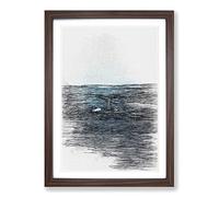 Big Box Art Blue Whale in Abstract Framed Wall Art Picture Print Ready to Hang, Walnut A2 (62 x 45 cm)