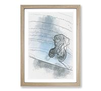 Big Box Art BMX Jump in Abstract Framed Wall Art Picture Print Ready to Hang, Oak A2 (62 x 45 cm)