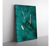 Big Box Art Boat by The Sunken Ship Painting Canvas Wall Art Print Ready to Hang Picture, 76 x 50 cm (30 x 20 Inch), Green, Green, Green