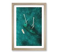 Big Box Art Boat by The Sunken Ship Painting Framed Wall Art Picture Print Ready to Hang, Oak A2 (62 x 45 cm)