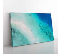 Big Box Art Boat in Palawan in The Philippines in Abstract Canvas Wall Art Print Ready to Hang Picture, 76 x 50 cm (30 x 20 Inch), Teal, Grey, Turquoise, Blue, Turquoise