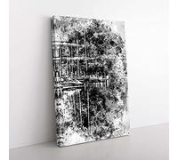 Big Box Art Boat Reflections in Abstract Canvas Wall Art Print Ready to Hang Picture, 76 x 50 cm (30 x 20 Inch), White, Grey, Black