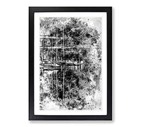 Big Box Art Boat Reflections in Abstract Framed Wall Art Picture Print Ready to Hang, Black A2 (62 x 45 cm)