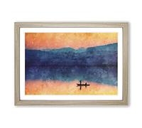 Big Box Art Boat Under The Sunset Vol.3 Painting Framed Wall Art Picture Print Ready to Hang, Oak A2 (62 x 45 cm)