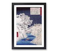 Big Box Art Boat Upon The River by Utagawa Hiroshige Framed Wall Art Picture Print Ready to Hang, Black A2 (62 x 45 cm)