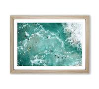Big Box Art Bodyboarding in The Gold Coast Australia Framed Wall Art Picture Print Ready to Hang, Oak A2 (62 x 45 cm)