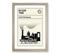 Big Box Art Book Cover in Our Time Ernest Hemingway Framed Wall Art Picture Print Ready to Hang, Oak A2 (62 x 45 cm)