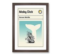 Big Box Art Book Cover Moby Dick Herman Melville Framed Wall Art Picture Print Ready to Hang, Walnut A2 (62 x 45 cm)